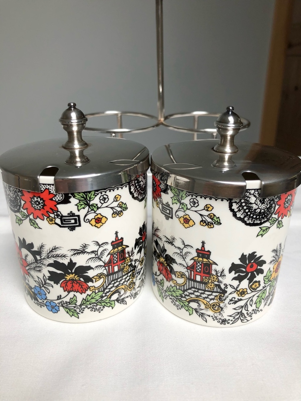 Vintage Jon Anton Silver Plated Jam Condiment Pot Set With Lids Tray Stand - Picture 4 of 14